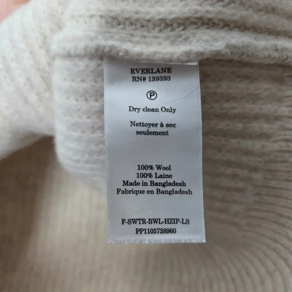 Everlane womens half zip pullover sweater luxe merino wool sz xs ivory - Picture 3 of 5